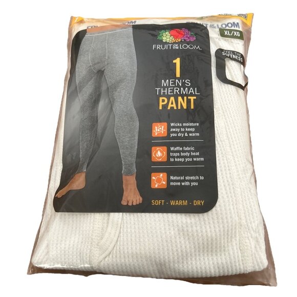 FRUIT of the LOOM Men’s Size XL Thermal Waffle Pants Underwear Bottoms • Natural - Picture 1 of 2